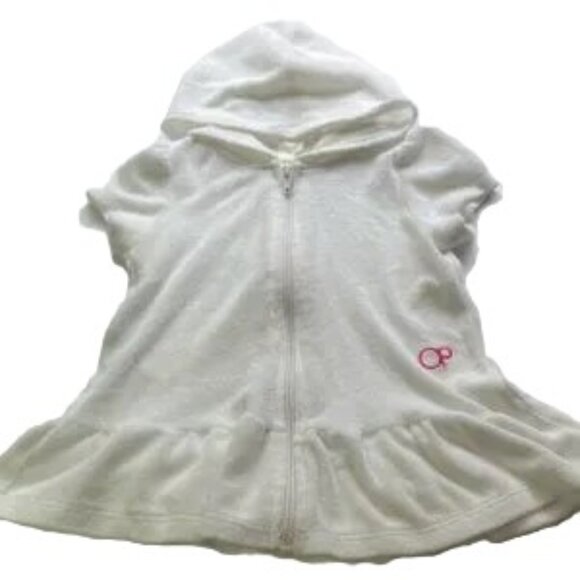 OCEAN PACIFIC OP White Hooded Zip-Up Dress Swimsuit Cover Up Toddler Girls 18M - Picture 1 of 11